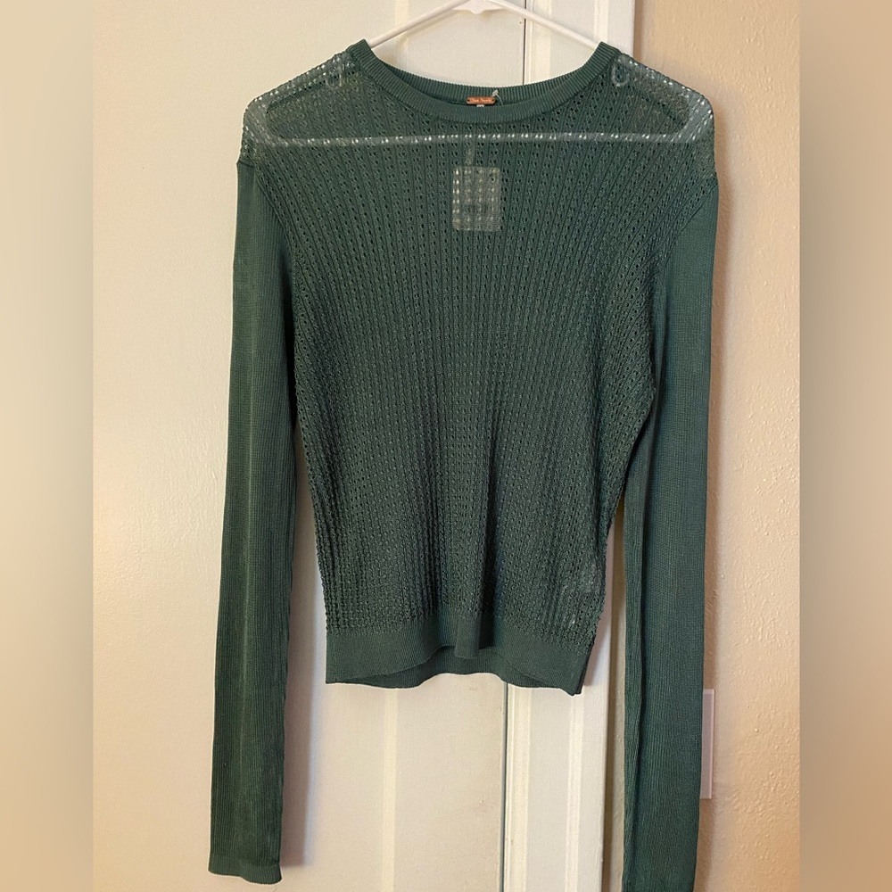 NWT! FREE PEOPLE Green Loose-Knit Sweater